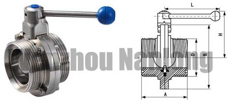 Sanitary DIN Threaded Butterfly Valve