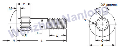 ASME B18.5 Round Head Ribbed Neck Bolts