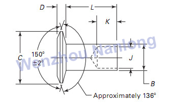 ASME B18.7 150-deg Large Flat Countersunk Head Semi-Tubular Rivets