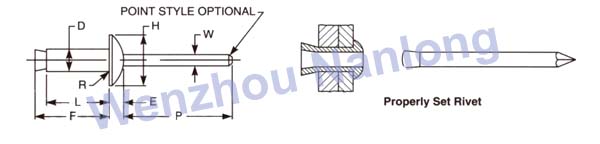 IFI 117 Regular and Large Dome Head Pull Through Mandrel Blind Rivets